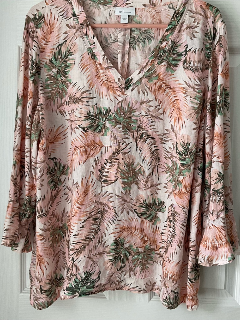 J Jill Love Linen Palm Tree Top Size XL